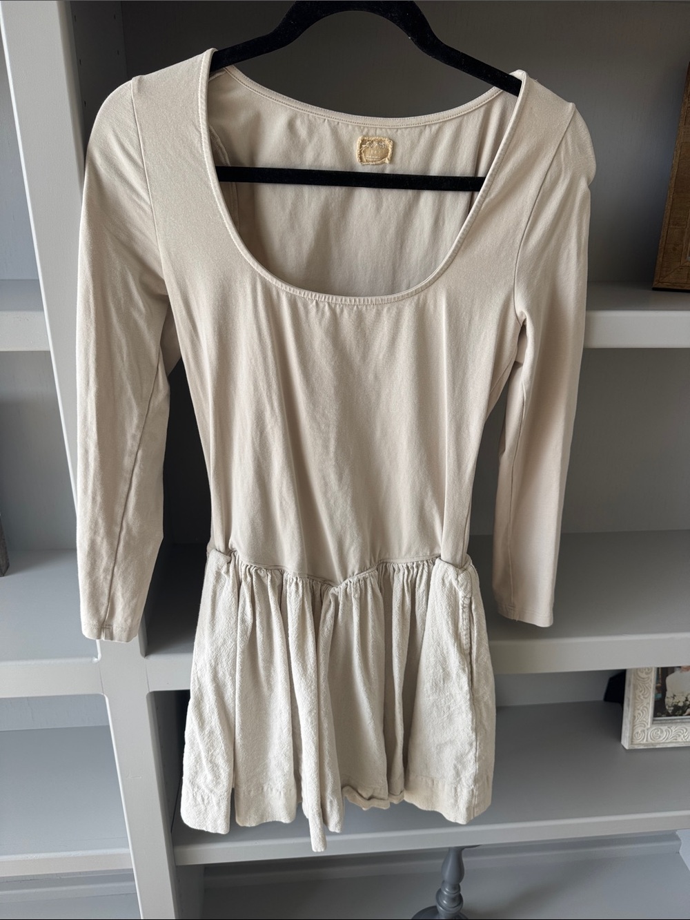 Free People Ivory Scoop Neck Peplum Tunic